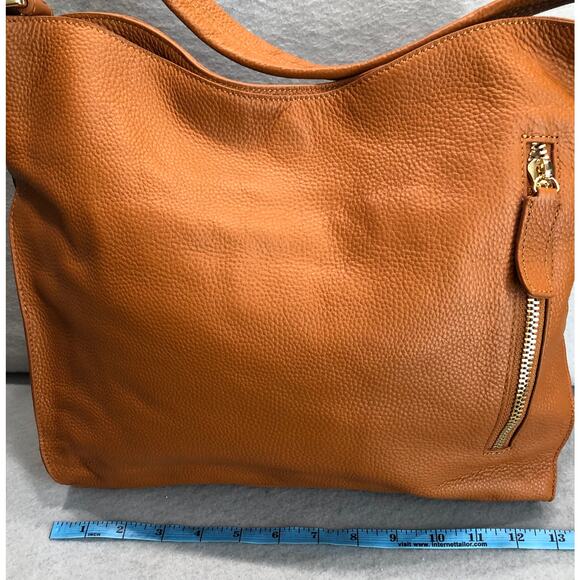 Tote Le Monde Cognac Pebble Leather Shoulder Bag - Picture 8 of 11